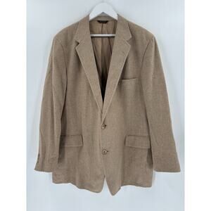 Strathmore Vintage 100% Cashmere Suit Jacket Mens 46 Brown Single Breasted 90s